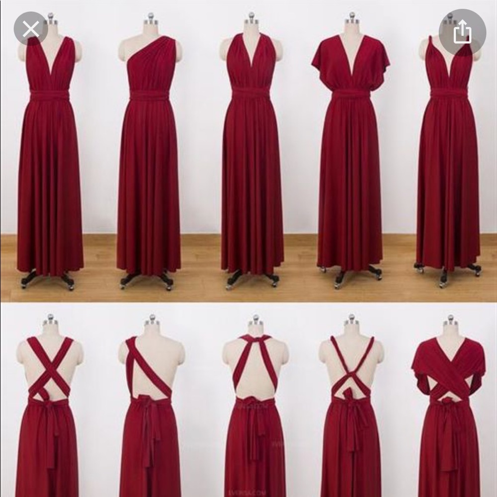 Lulus burgundy red maxi convertible dress
